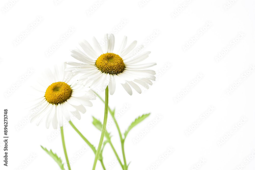 Wall mural two daisies on white background