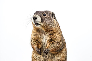 Marmot with open mouth isolated on white background