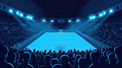 A handball stadium with players in action and an enthusiastic crowd, banner, with copy space