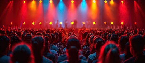 Audience Under Red Stage Lights