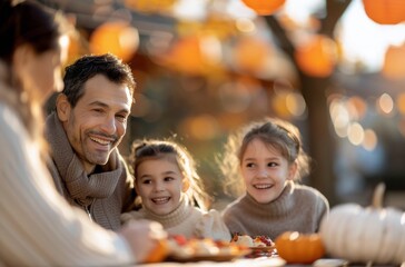 Family Gathering With Pumpkins