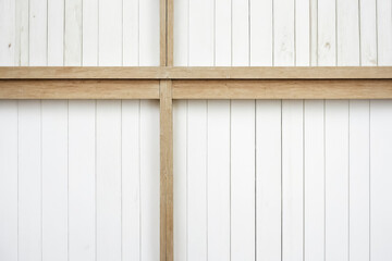 White Wooden Wall with Horizontal and Vertical Beams