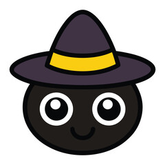 Halloween black creepy icon with hat vector illustration.