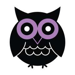 Halloween owl with hat silhouette vector illustration.