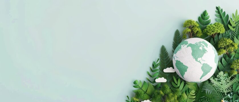 Proactive climate action initiatives for environmental protection, banner, with copy space