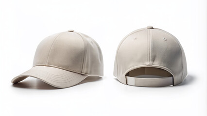 Empty adjustable baseball cap with straight visor and curved brim isolated on white background, ready for branding, logo, or design placement