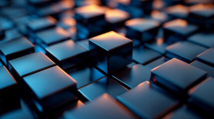 Obraz premium 黒のキューブの3D、テクノロジーのイメージ