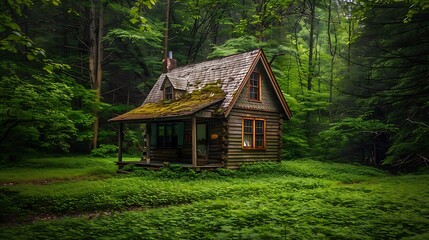 A rustic cottage on the woods