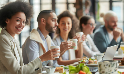 colleagues having lunch