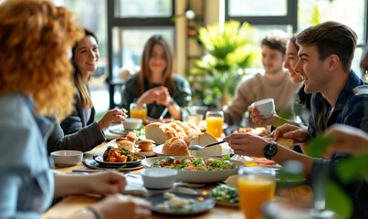 colleagues having lunch