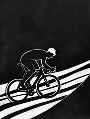 Obraz premium Silhouette of a Cyclist on a Road Bike