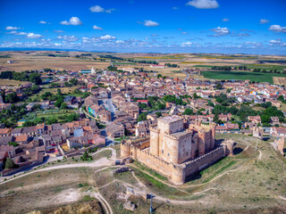 Aerial view of the Turegano Castle in the province of Segovia in Castilla y Leon.