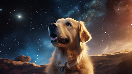 golden retriever dog in the space
