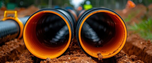 Polyvinyl Chloride Drainage Pipe On A Construction Site, Symbolizing Efficiency And Utility