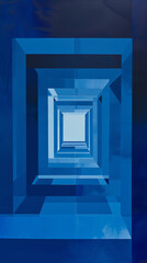 Fototapeta premium Blue geometric abstract art with layered squares