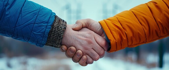 Power Lines And A Handshake Signify Connection And Agreement