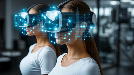 Two Women Wearing Virtual Reality Headsets
