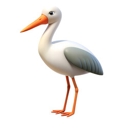 Cartoon stork bird illustration isolated on the transparent background
