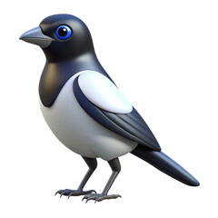 Cartoon magpie bird illustration isolated on the transparent background