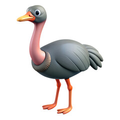 Cartoon ostrich bird illustration isolated on the transparent background