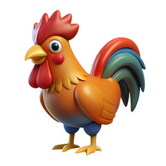 Cartoon rooster bird illustration isolated on the transparent background
