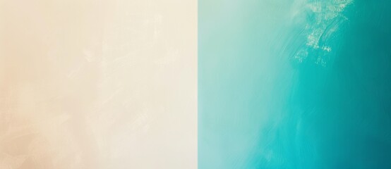 Two-tone background featuring a light beige color on the left and a gradient of turquoise on the right, separated by a vertical line