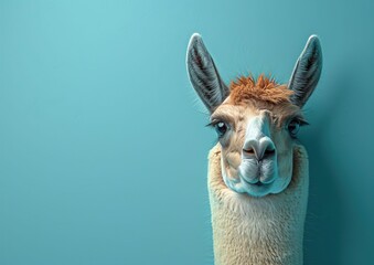 Obraz premium A Llama isolated on a Blue Background