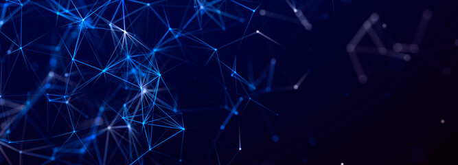 Abstract color background with connected dots and lines. Lines, point, planes in 3d space. Background for business presentations. 3D rendering 