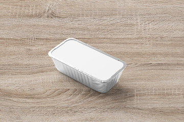 3D Illustration. Food container mockup with label