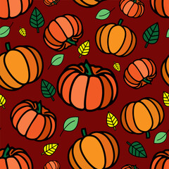 Thanksgiving holiday event seamless pattern. Autumn-themed repeat print. Pumpkin vegetable reversible print.