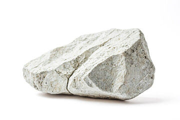 Obraz premium Single Grey Rock Isolated on White Background