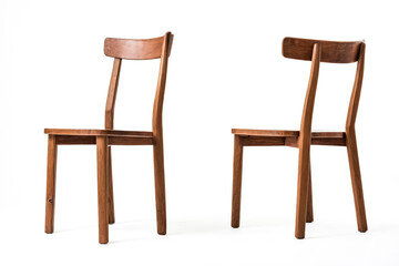Two Wooden Chairs Isolated on White Background