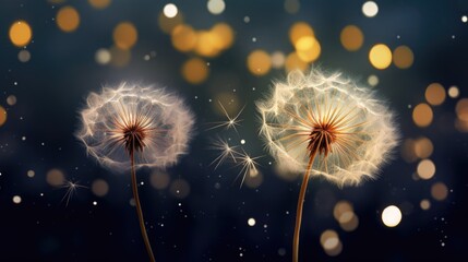 dandelion on black background