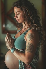 Expecting mother in meditative pose.