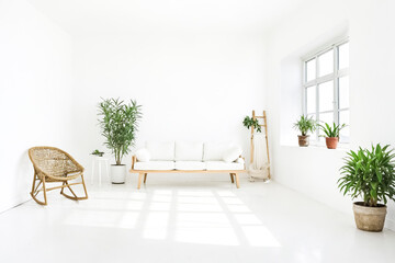 Modern Minimalist Living Room with White Walls and Natural Light