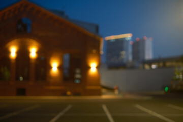 Travel Old town Night View buildings defocused, nightlife, background, overlay. copy space