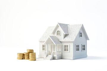 House Model and Stack of Coins