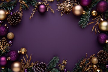 Purple and Gold Christmas Ornament Frame