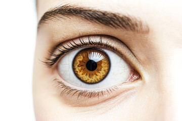 Fototapeta premium Close-up of a Female Eye with Hazel Iris