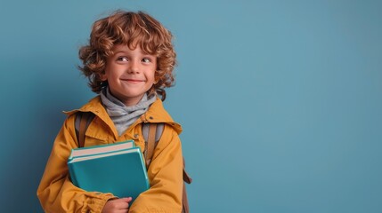 Obraz premium Boy in Orange Jacket Looking Up