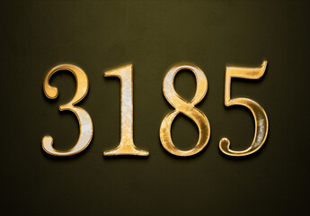 Old gold effect of 3185 number with 3D glossy style Mockup.