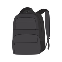 School backpack for teenagers men. Black schoolbag isolated on white background. Kids backpack or childish school backpack in colored flat style. Vector illustration