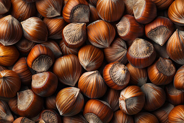 a pile of hazelnuts