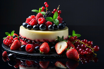 a cake with berries on top