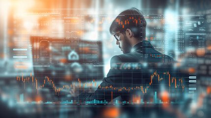 Businessman Working With Stock Market Data in a Modern Office