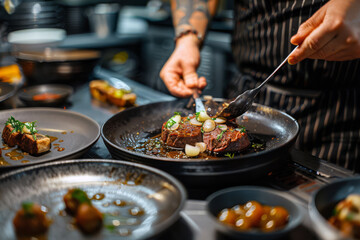 Culinary Artistry, Chef Creating a Gourmet Delight