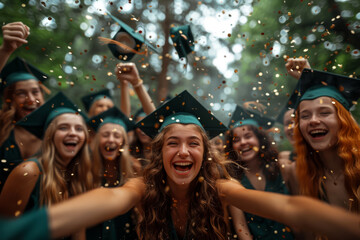 Fototapeta premium Group of Proud Graduated Students