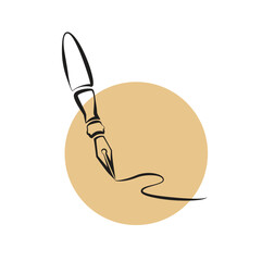 Classic calligraphy ink pen vector icon design
