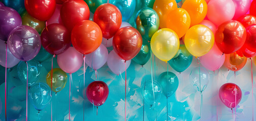 Rainbow party balloons wallpaper background 002