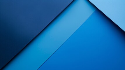 Abstract background with blue paper layers overlapping each other creating a modern and minimalist geometric composition with copy space